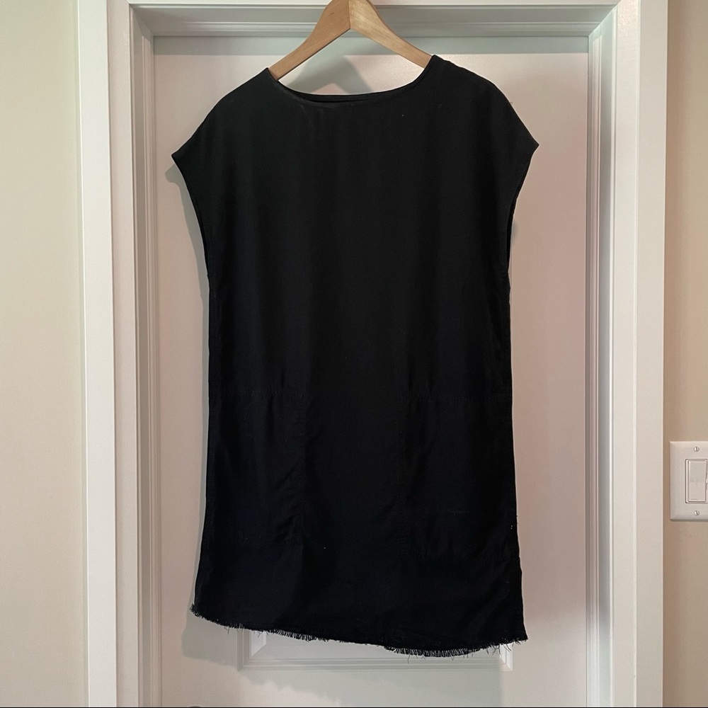 Black Wilfred Free dress with fringe bottom and pockets